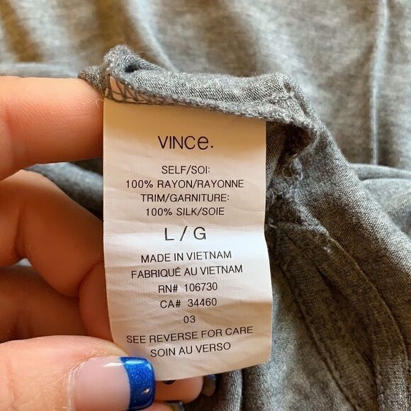 euc Vince Contrast trim slub long sleeve tee sz L - Picture 12 of 14